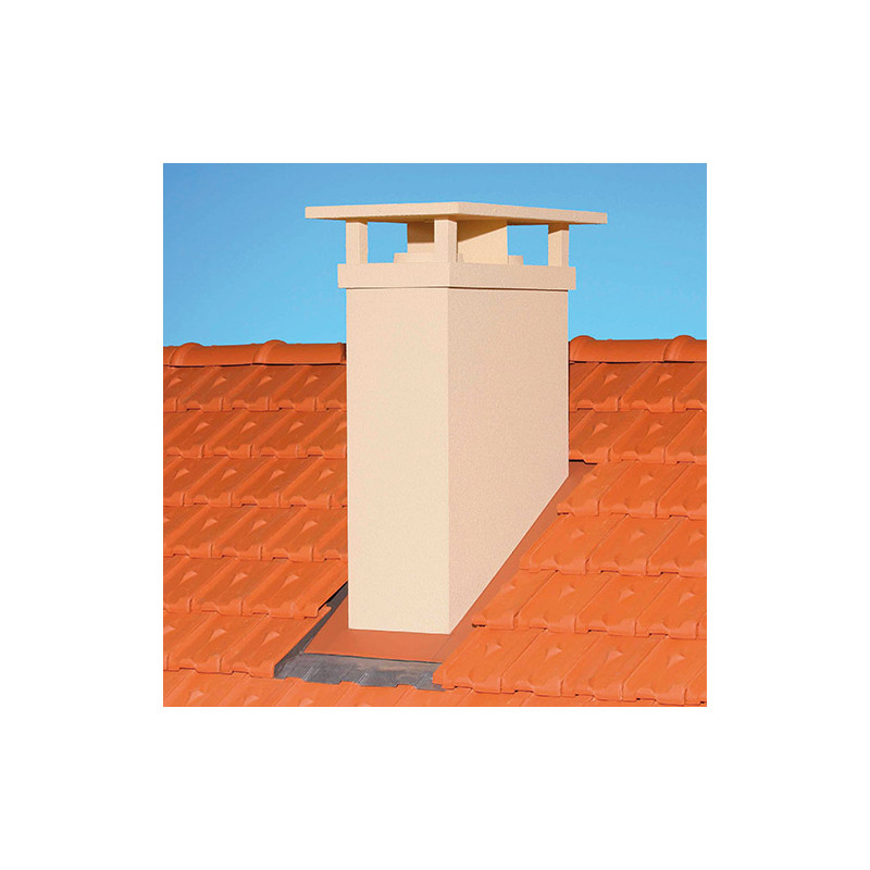 Sortie de toit double conduit ig-150 800x400 perpendiculaire, Ø230, crépi ocre, couronnement crépi ocre, chapeau France Classiqu