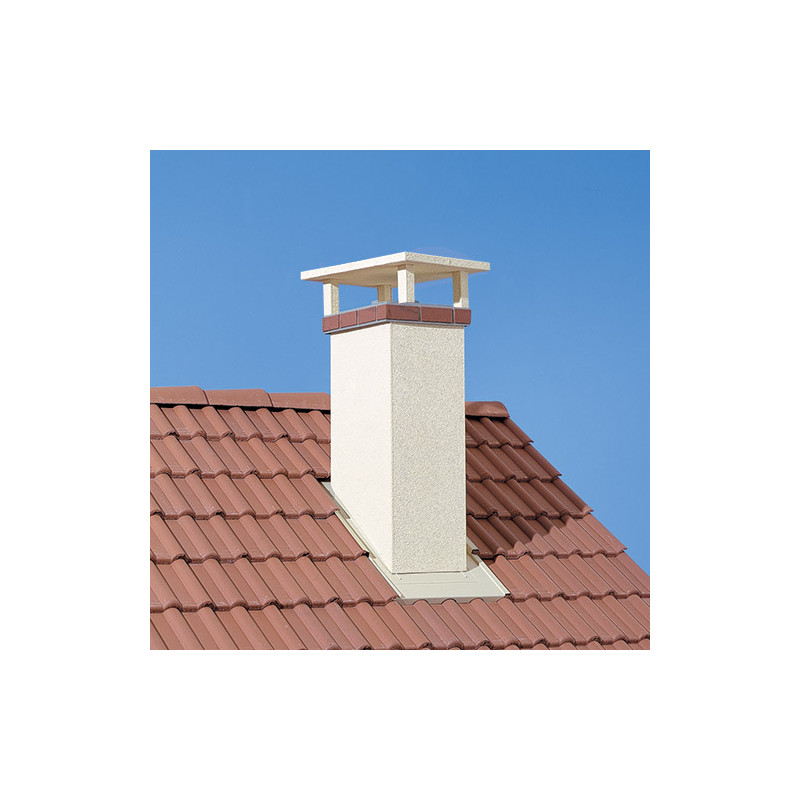 Lisse ocre, couronnement 1 rang de briques rouges, chapeau France Classique lisse ocre