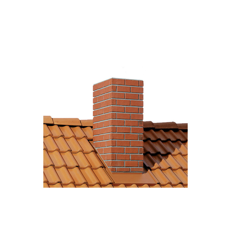 Briquettes rouge, couronnement crépi gris ciment, chapeau SCAO gris ciment