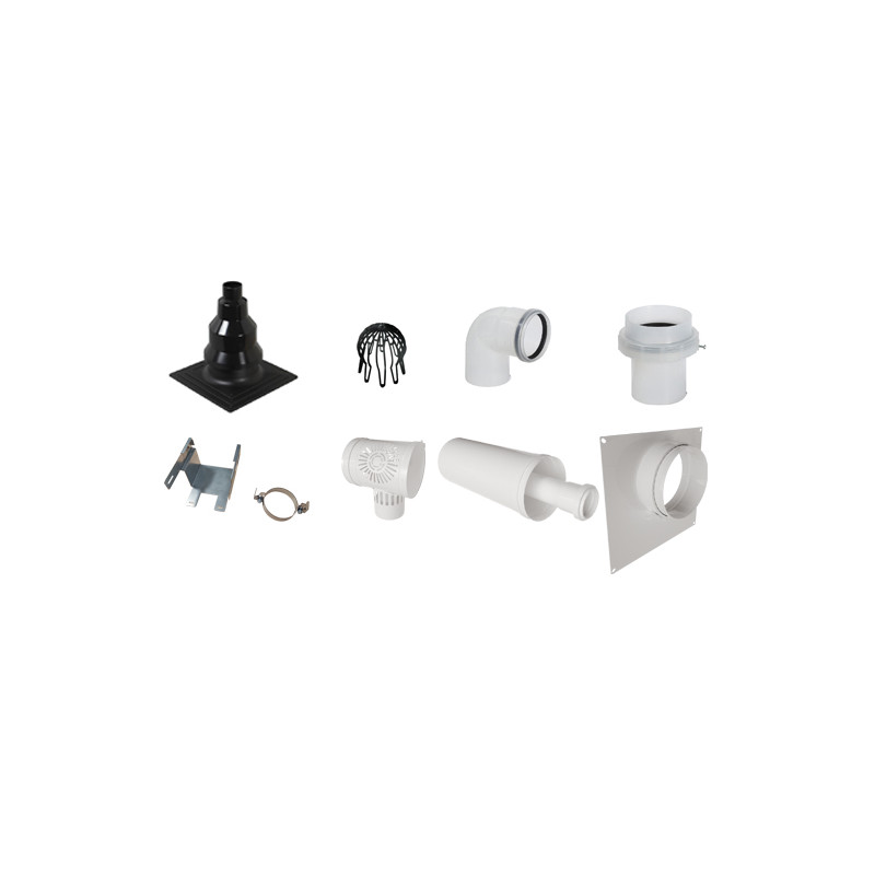 Kit airflu RAC60/100 PPA noir Flexcondens, Ø80