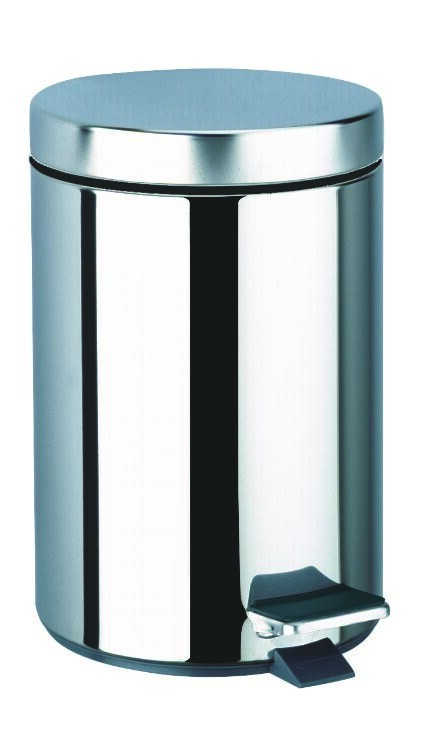 Poubelle ronde à pédale 5L Inox poli
