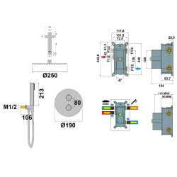 Formule douche encastrée thermostatique bras plafonnier COX / ORTENCE