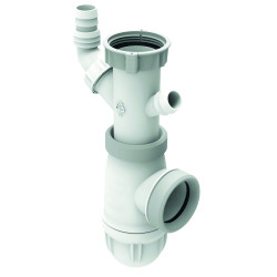 Siphon pour évier avec 2 prises machine à laver F 40x49 Ø 40 mm