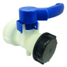 Vanne plastique pour cuve 1000 L. avec bouchon