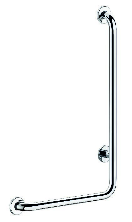 Barre de maintien en L (à gauche) Ø32 - Inox brillant H. 750 mm