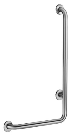 Barre de maintien en L (à gauche) Ø32 - Inox satiné H. 750 mm