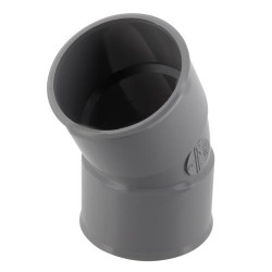 Coude, femelle-femelle à 30°, à coller, gris, en PVC