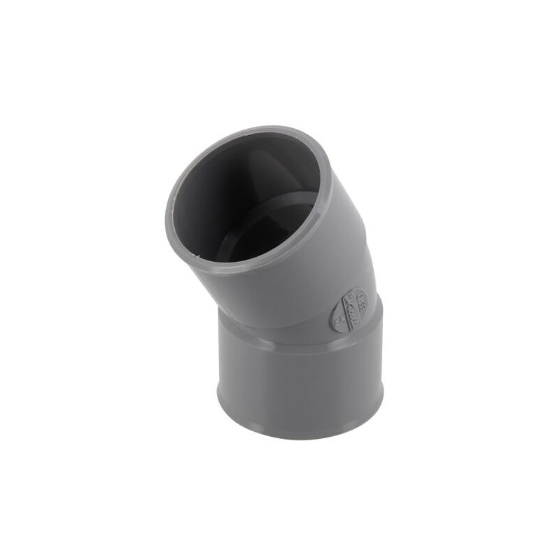 Coude Ø 40 mm, femelle-femelle à 20°, à coller, gris, en PVC