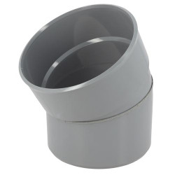 Coude, mâle-femelle à 30°, à coller, gris, en PVC