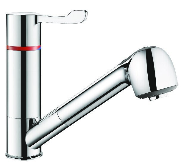 Mitigeur de lavabo thermostatique séquentiel à douchette extractible