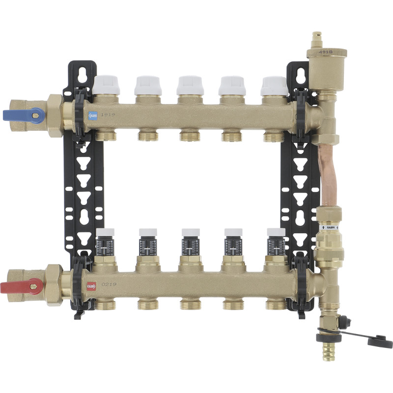 Collecteur S2 5circuits Ensemble complet en Laiton Ø 1"