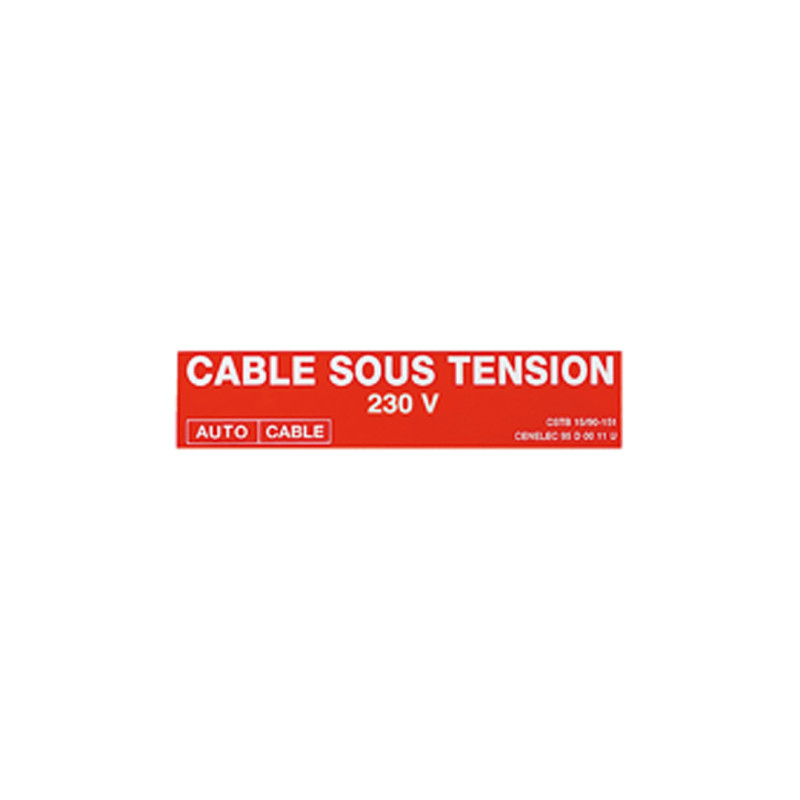 50 Etiquettes "Câble sous tension 230V" à coller sur l'isolant