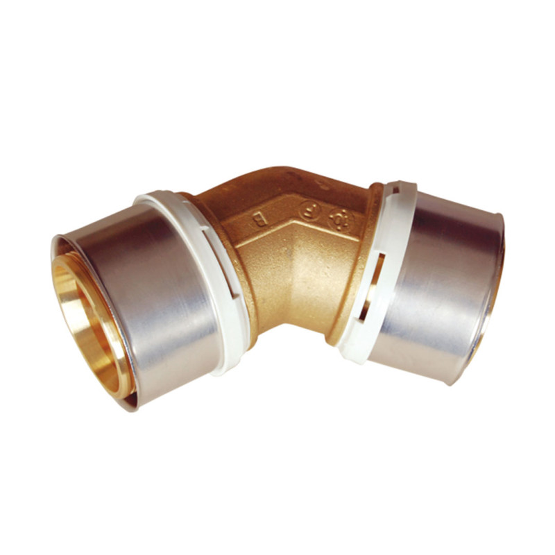 Coude 45° Laiton alpex_L MC à sertir empreinte F Ø 75 mm