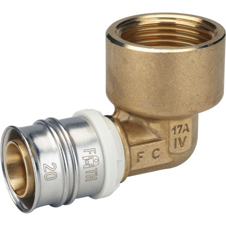 Coude 90° laiton femelle turatec MC à sertir empreinte F ou TH
