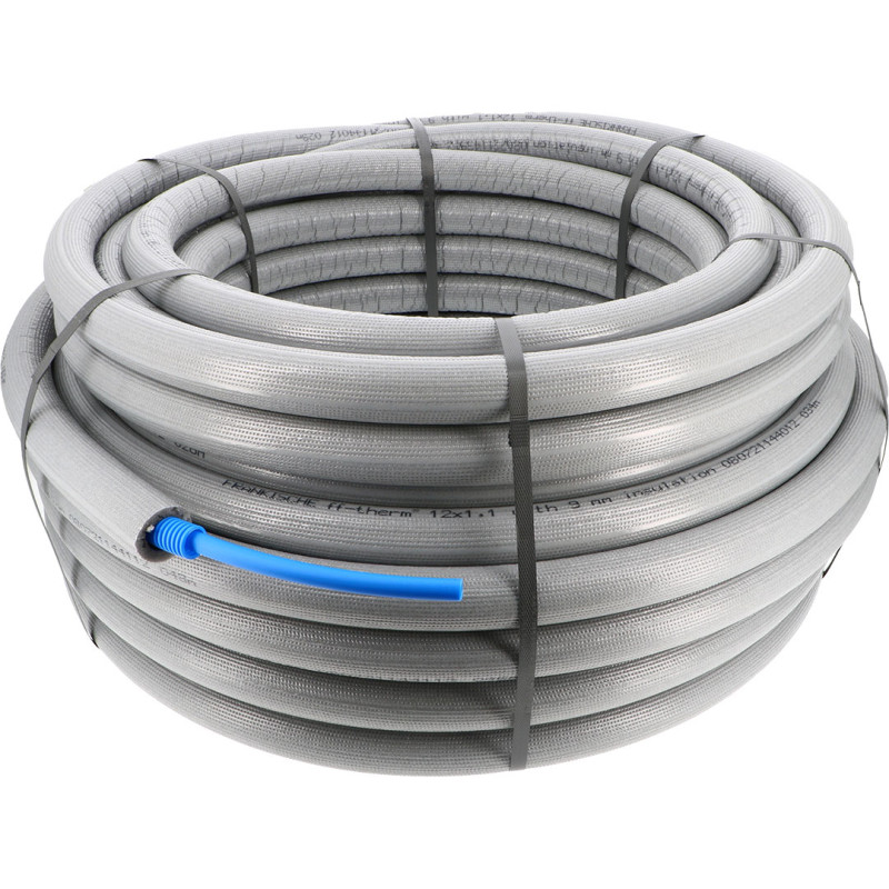 PER Isolé Bleu en couronne Prégainé-Isolant Gris 0.039 W/m.K-40° 9 mm 50 m