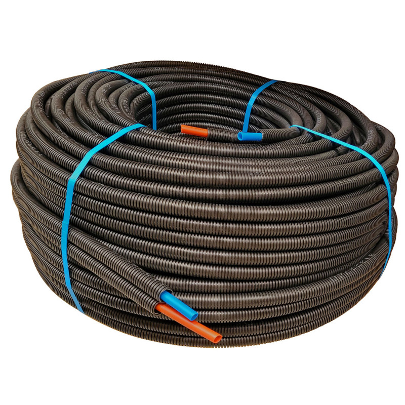 PER Prégainé Double en couronne Tube bleu/rouge-Gainé noire