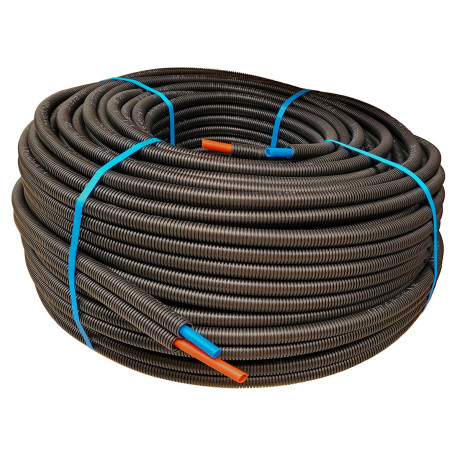 PER Prégainé Double en couronne Tube bleu/rouge-Gainé noire