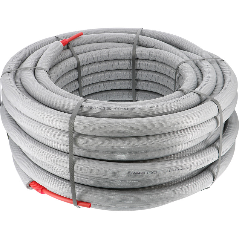 PER Isolé Rouge en couronne Prégainé-Isolant Gris 0.039 W/m.K-40° 9 mm 50 m
