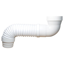 Pipe d'évacuation WC extensible coudée, embout mâle ABS Ø 100 mm, 300 à 650 mm