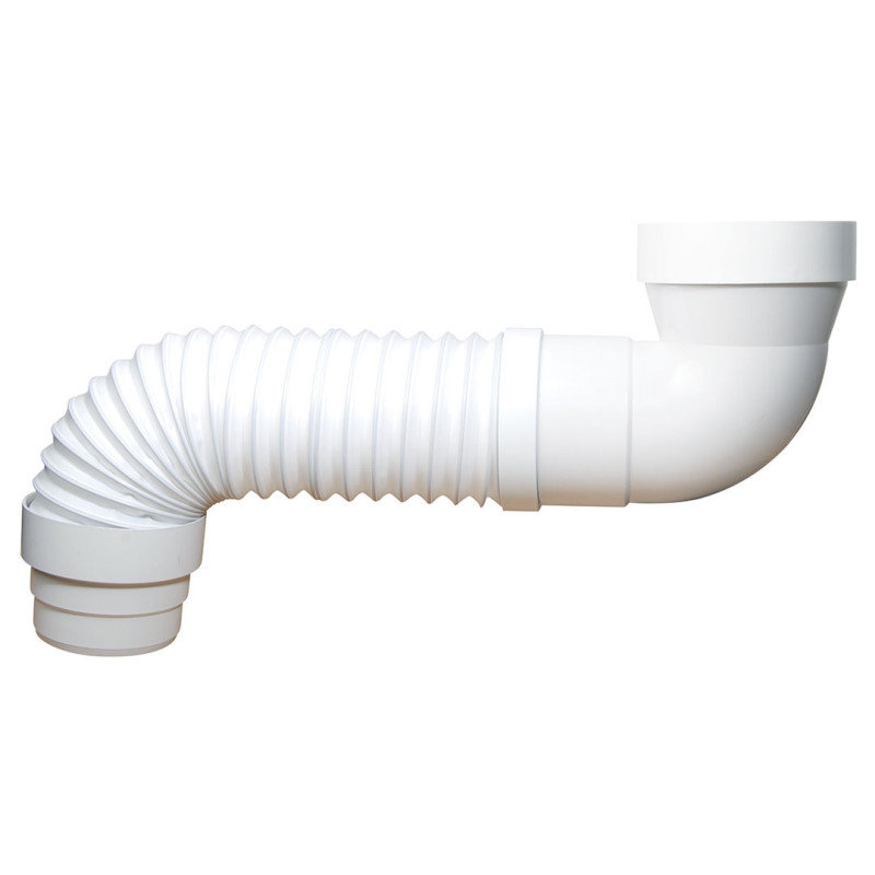 Pipe d'évacuation WC extensible coudée, embout mâle ABS Ø 100 mm, 300 à 650 mm