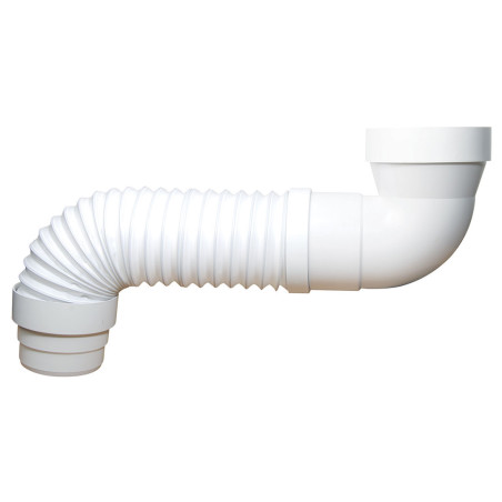 Pipe d'évacuation WC extensible coudée, embout mâle ABS Ø 100 mm, 300 à 650 mm