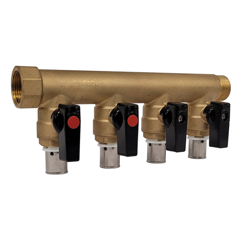Collecteur à vannes R MF-PER Raccord SERTIpress intégrés-Entraxe 3/4" 50 mm