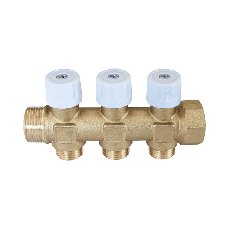 Collecteur Robinet Blanc - Caleffi-Entraxe 3/4" 1/2" 35 mm Ø 24,5 mm