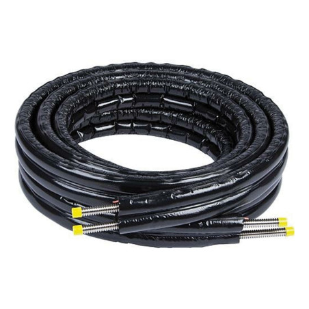 Bi-tube inox AISI 316 L en couronne UV, isolant Ø intérieur 16, isolant 13 mm
