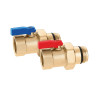 Paire de vannes pour collecteur S2 et Hydronic, bleu-rouge, femelle union Mx662 1"