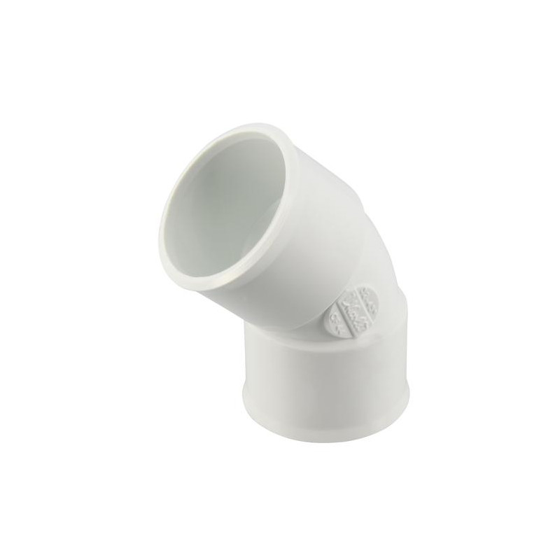 Coude simple, mâle-femelle, blanc, en PVC
