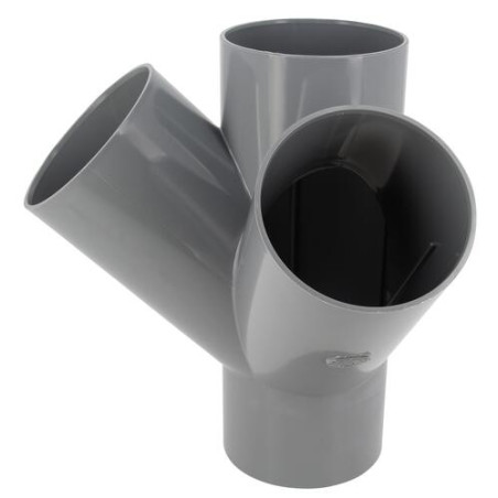 Culotte double d'équerre, Ø 100, femelle-femelle à 45°, à coller, gris, en PVC