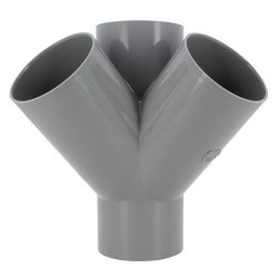 Culotte double d'équerre, Ø 100, femelle-femelle à 45°, à coller, gris, en PVC