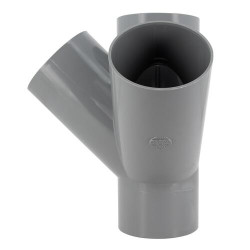 Culotte double d'équerre, Ø 100, femelle-femelle à 45°, à coller, gris, en PVC