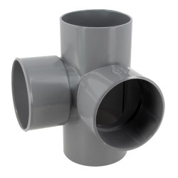 Culotte double d'équerre, Ø 100, femelle-femelle à 87°30, à coller, gris, en PVC