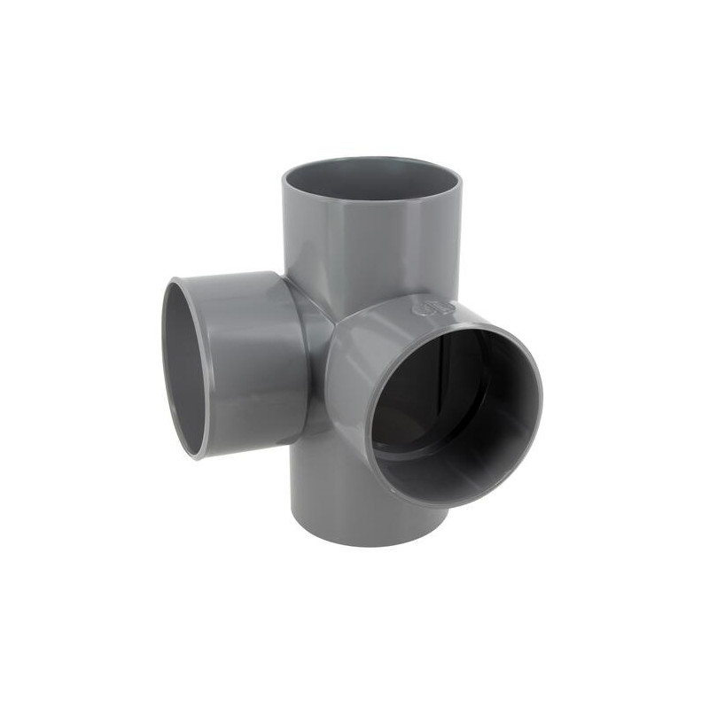 Culotte double d'équerre, Ø 100, femelle-femelle à 87°30, à coller, gris, en PVC