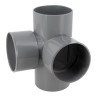 Culotte double d'équerre, Ø 100, femelle-femelle à 87°30, à coller, gris, en PVC