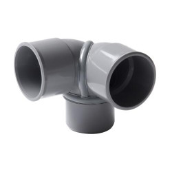 Coude double d'équerre, mâle-femelle à 87°30, à coller, gris, en PVC