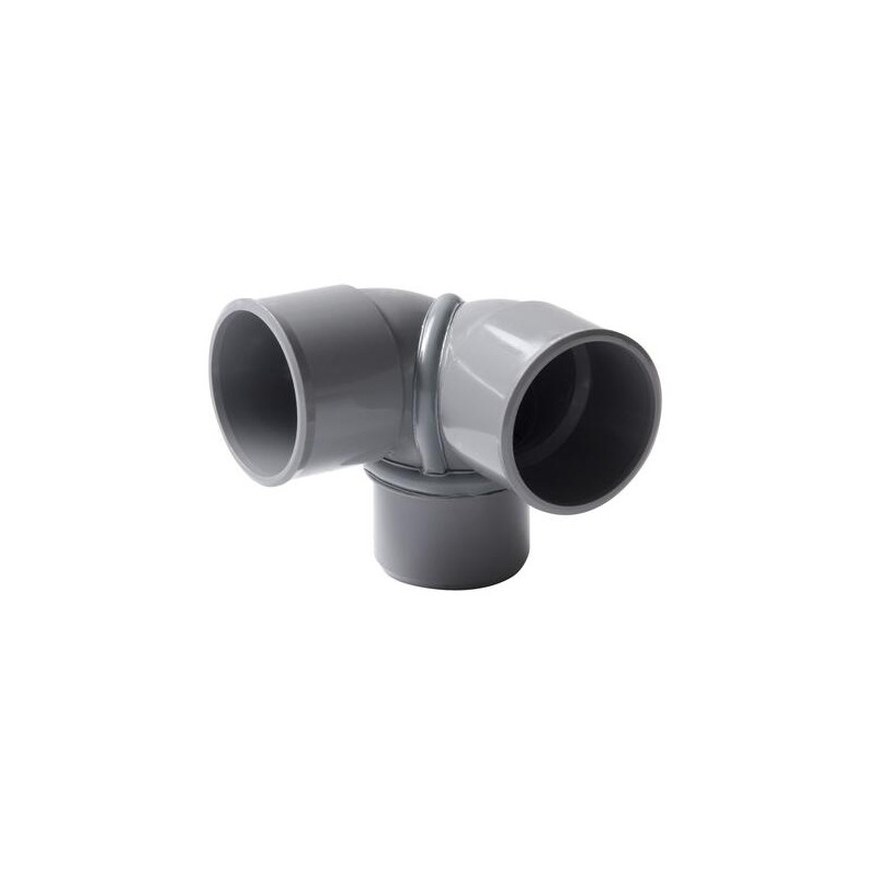 Coude double d'équerre, mâle-femelle à 87°30, à coller, gris, en PVC