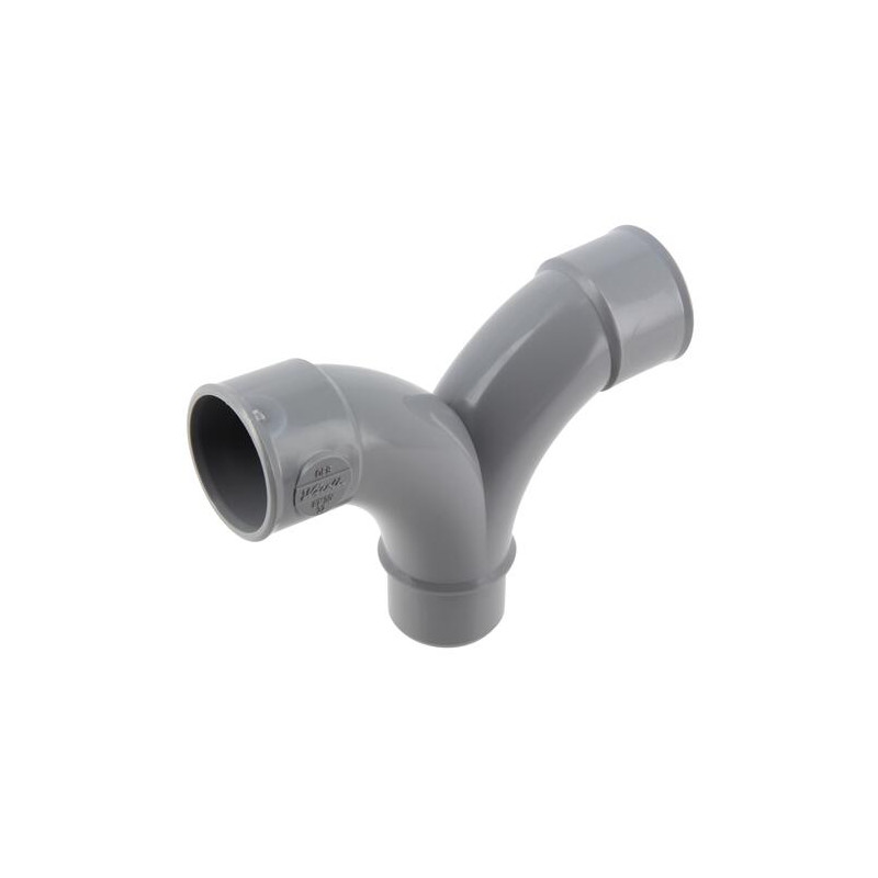 Coude double parallèle, GR, mâle-femelle à 87°30, à coller, gris, en PVC