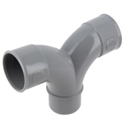 Coude double parallèle, GR, mâle-femelle à 87°30, à coller, gris, en PVC