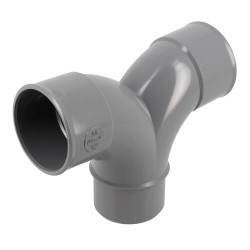 Coude double parallèle, GR, mâle-femelle à 87°30, à coller, gris, en PVC