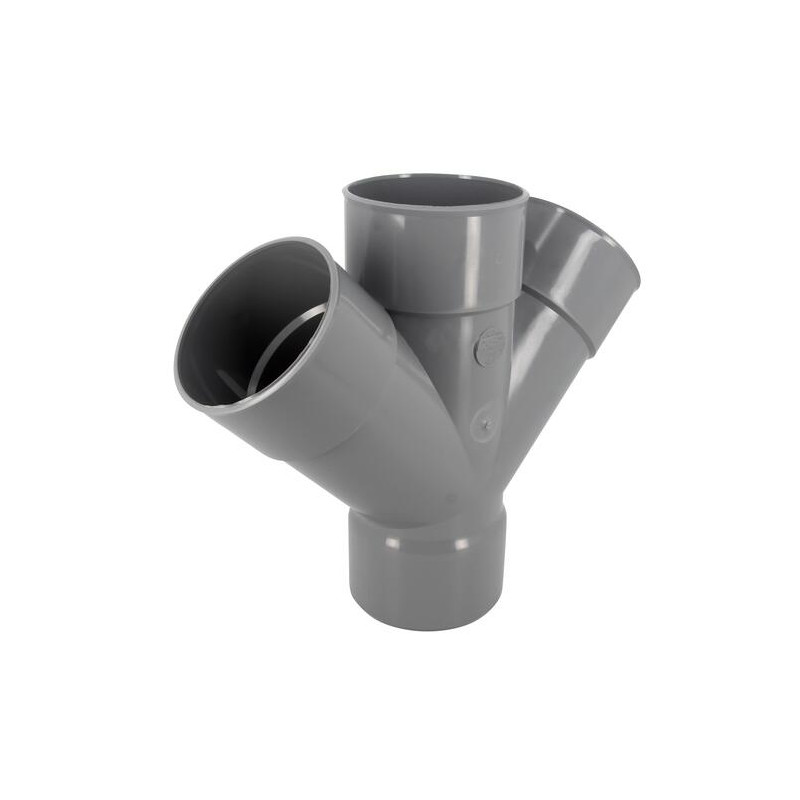 Culotte double parallèle, Ø 100, femelle-femelle à 45°, à coller, gris, en PVC