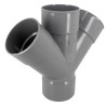 Culotte double parallèle, Ø 100, femelle-femelle à 45°, à coller, gris, en PVC