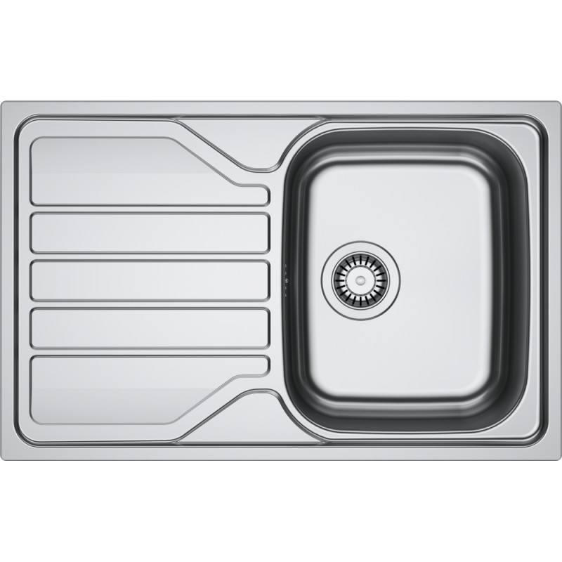 Évier Inox FLL 611-78 FLASH 1 cuve, avec égouttoir (réversible) - 780x500mm - vidage manuel