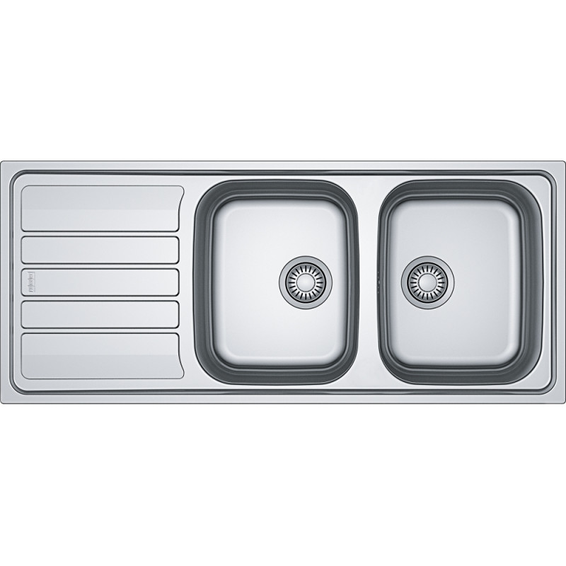 Évier Inox FLL 621 FLASH 2 cuves, avec égouttoir (réversible) - 1160x500mm - vidage automatique