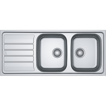 Évier Inox FLL 621 FLASH 2 cuves, avec égouttoir (réversible) - 1160x500mm - vidage automatique