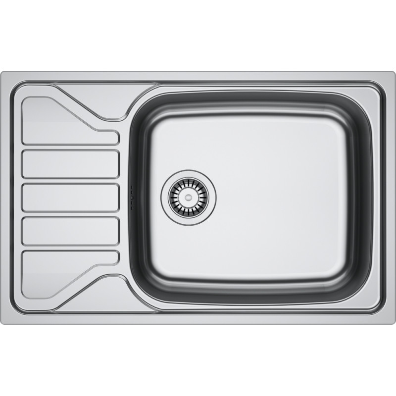 Évier Inox FLN 611-XLC FLASH 1 grande cuve, avec égouttoir (réversible) - 780x500mm - vidage manuel
