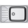 Évier Inox FLN 611-XLC FLASH 1 grande cuve, avec égouttoir (réversible) - 780x500mm - vidage manuel