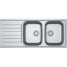 Évier Inox SKL 621 SPARK 2 cuves R80, avec égouttoir (réversible) - 1160x500mm