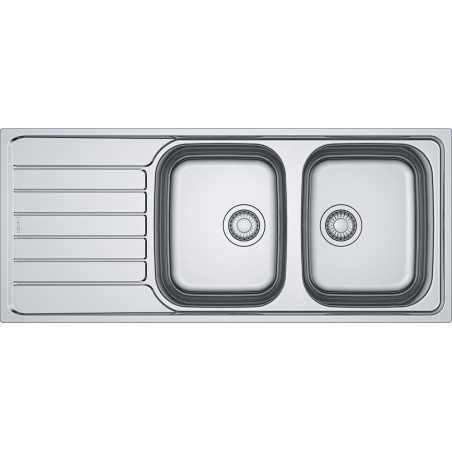 Évier Inox SKX 621 SPARK 2 cuves R80, avec égouttoir (réversible) - 1160x500mm